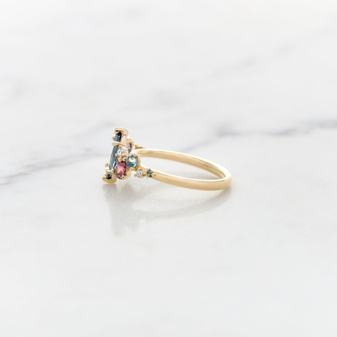 Alexandrite & Sapphire Cluster Ring