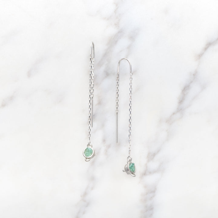 Petite Cauldron Threaders with Raw Emeralds