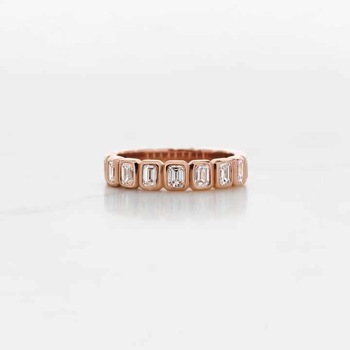 Emerald Cut Natural Diamond Half Set Bezel Band