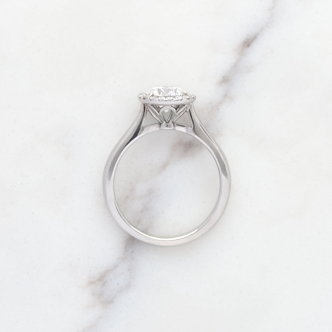 Round Halo Ring with Hidden Tulip