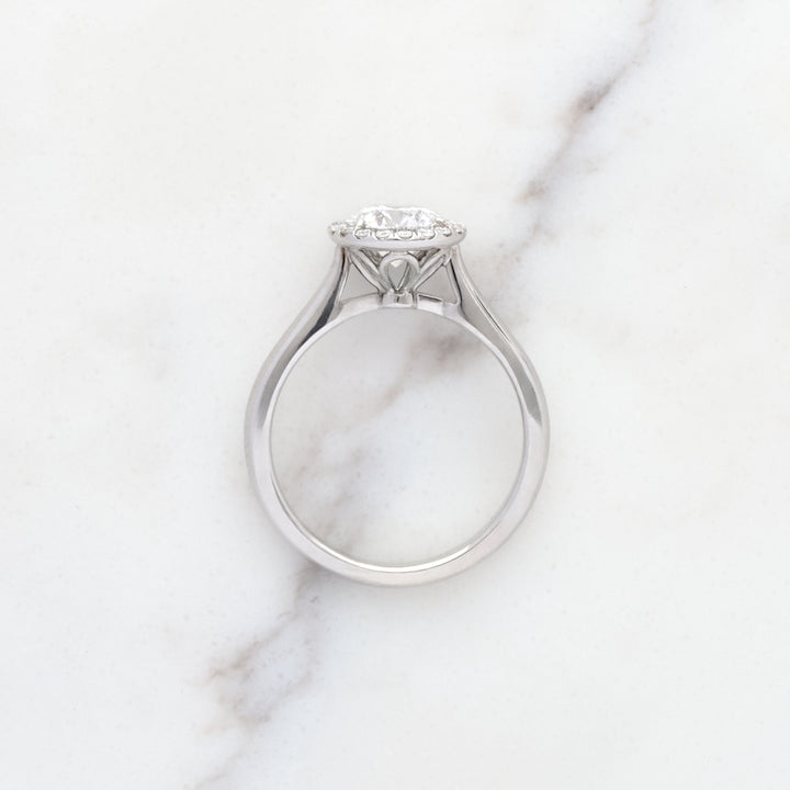 Round Halo Ring with Hidden Tulip