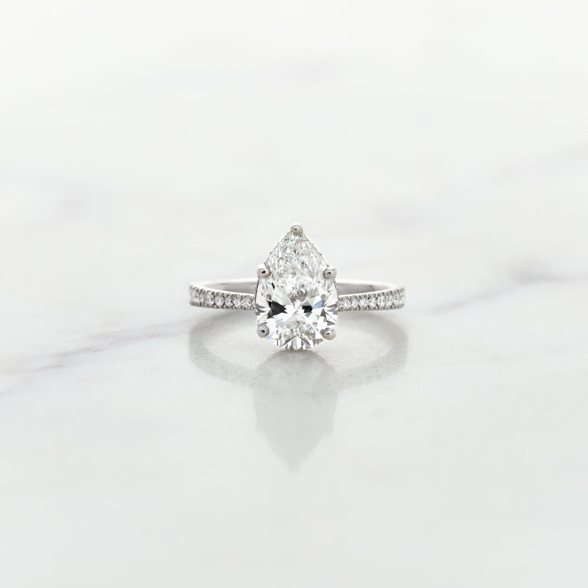 1.81ct Pear Lab Diamond Rose Solitaire with Hidden Halo