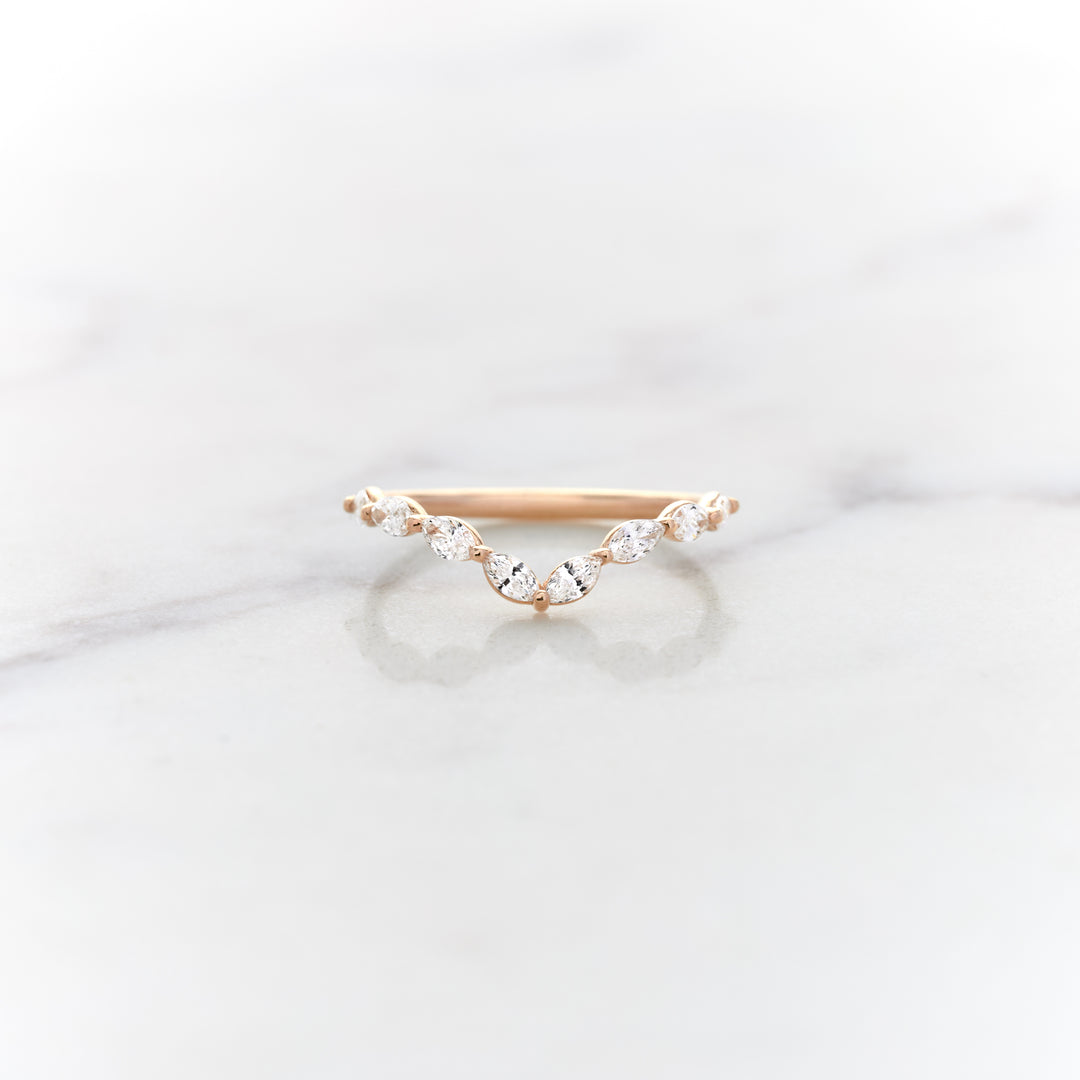 Petite Marquise Dewdrop Chevron Diamond Band