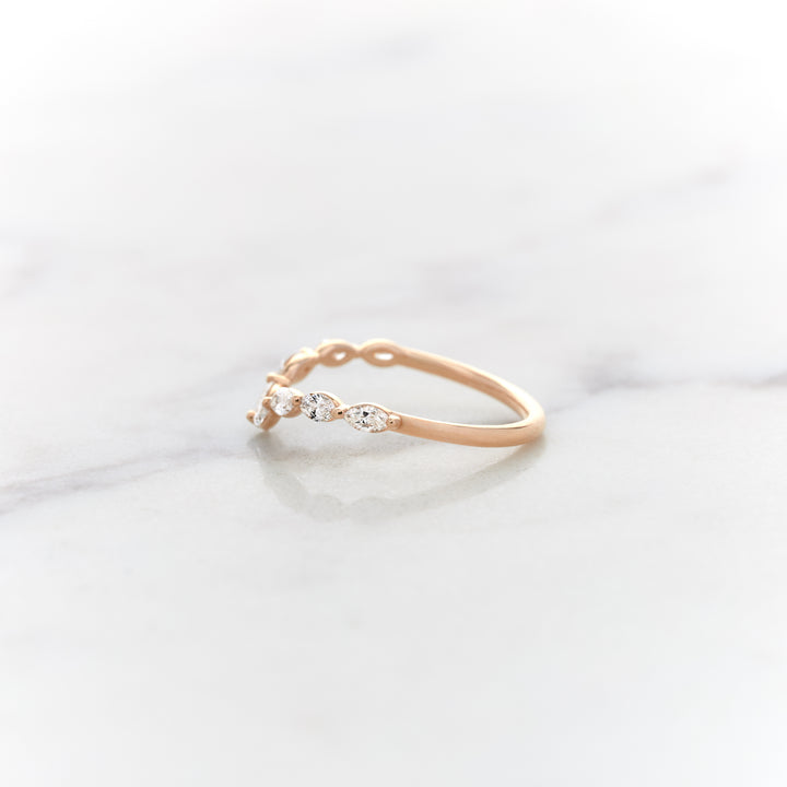 Petite Marquise Dewdrop Chevron Diamond Band