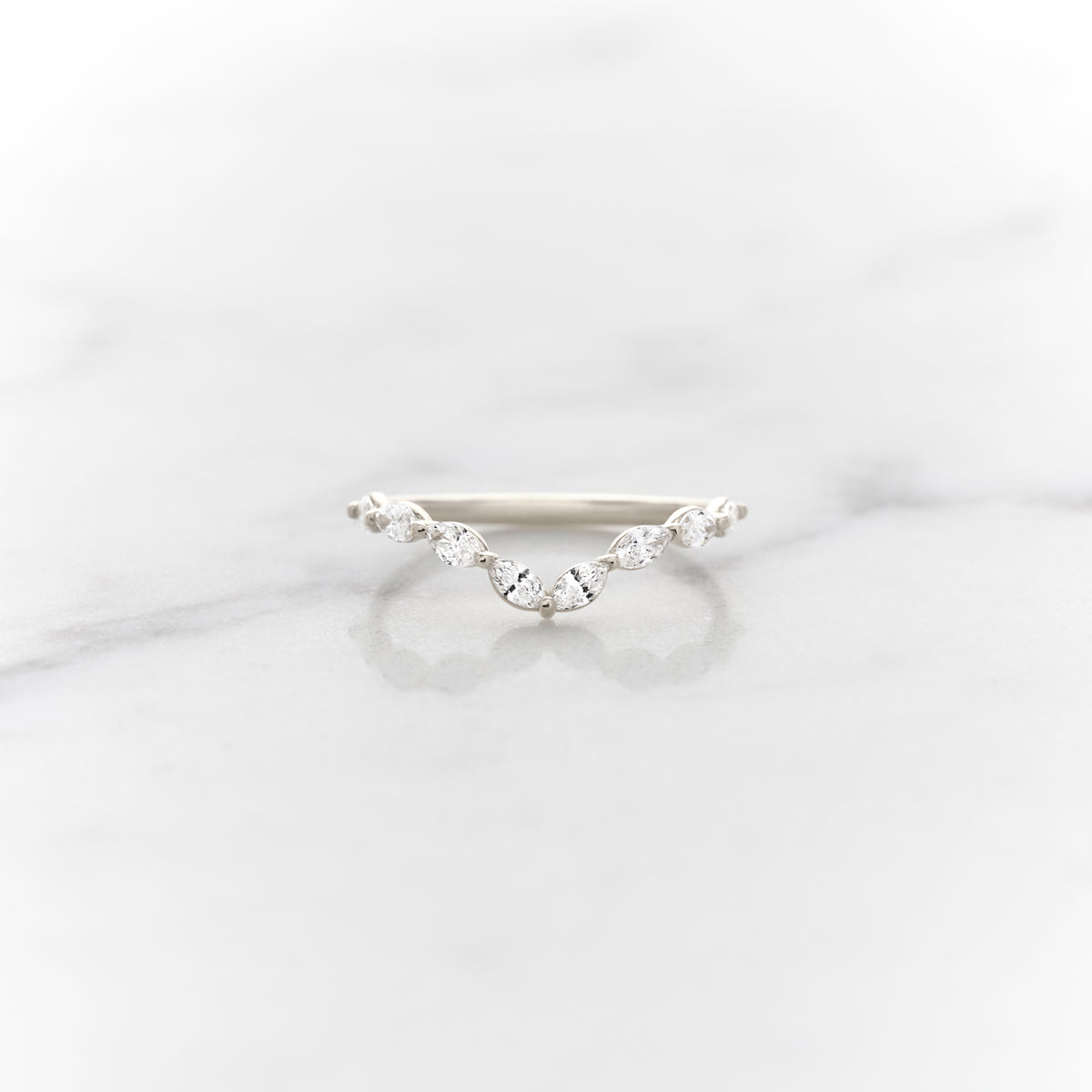 Petite Marquise Dewdrop Chevron Diamond Band