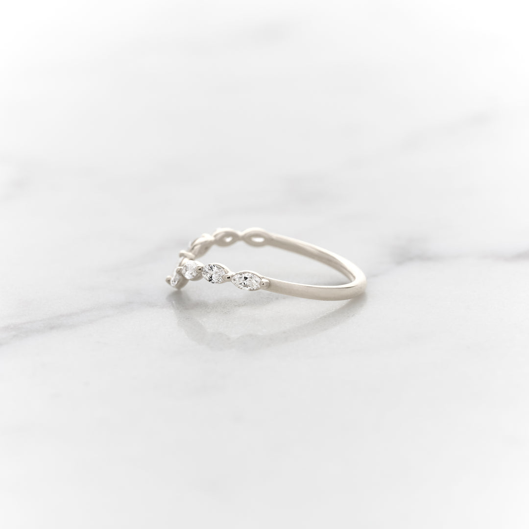 Petite Marquise Dewdrop Chevron Diamond Band