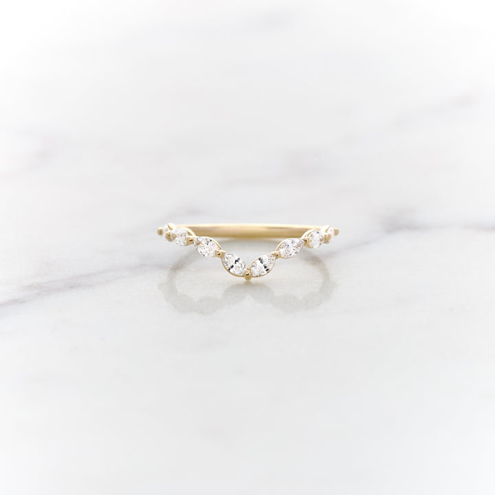 Petite Marquise Dewdrop Chevron Diamond Band