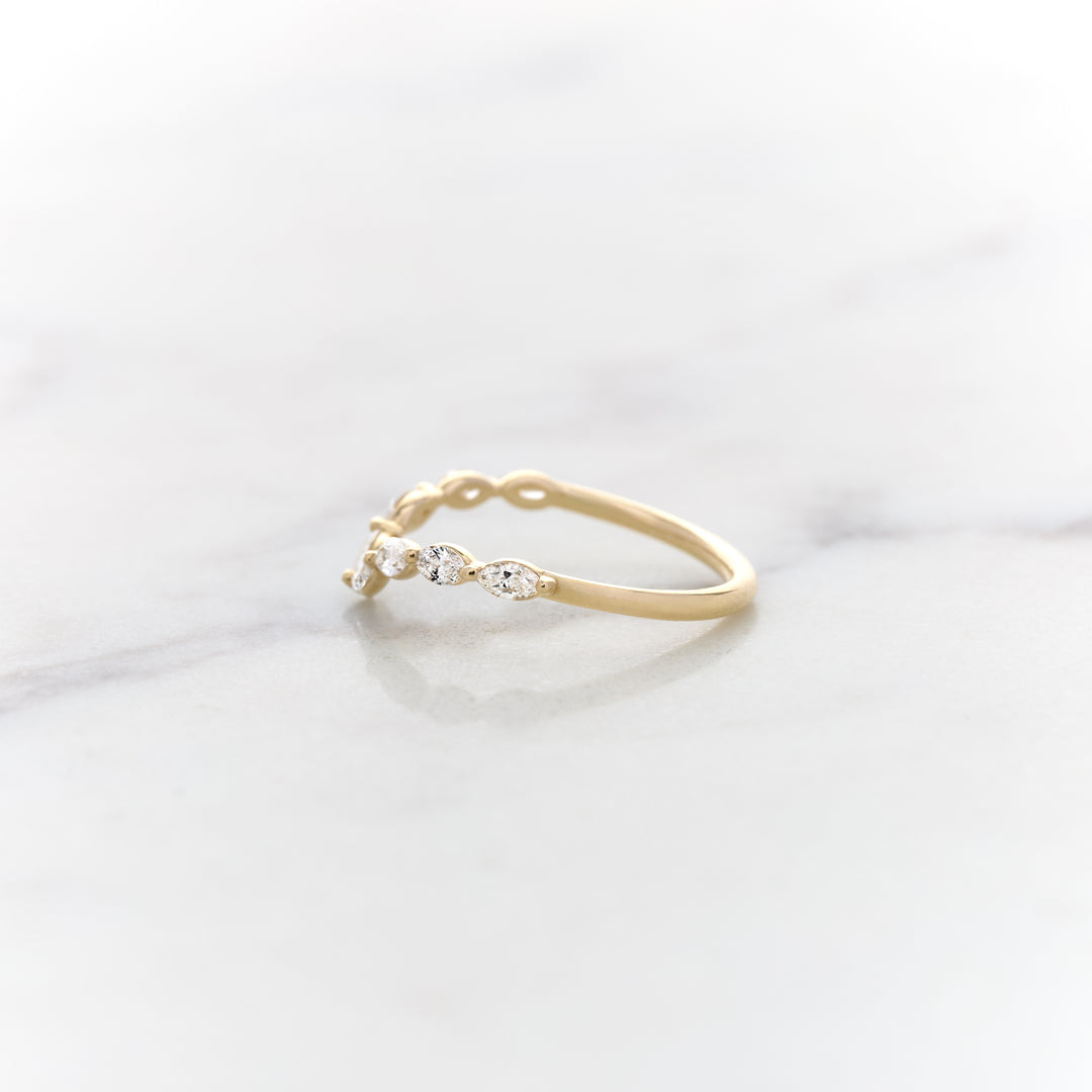 Petite Marquise Dewdrop Chevron Diamond Band