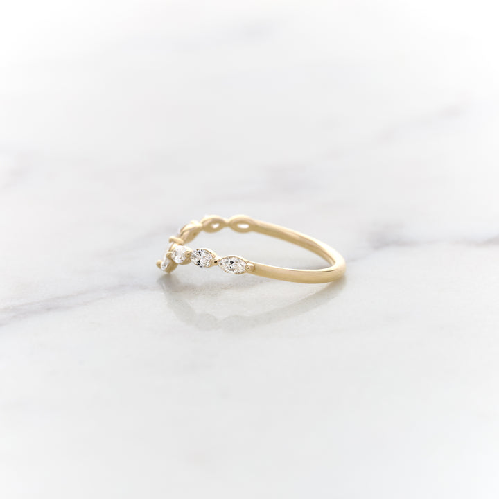 Petite Marquise Dewdrop Chevron Diamond Band