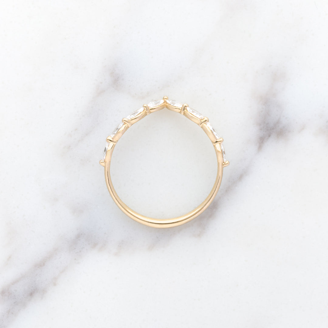 Petite Marquise Dewdrop Chevron Diamond Band