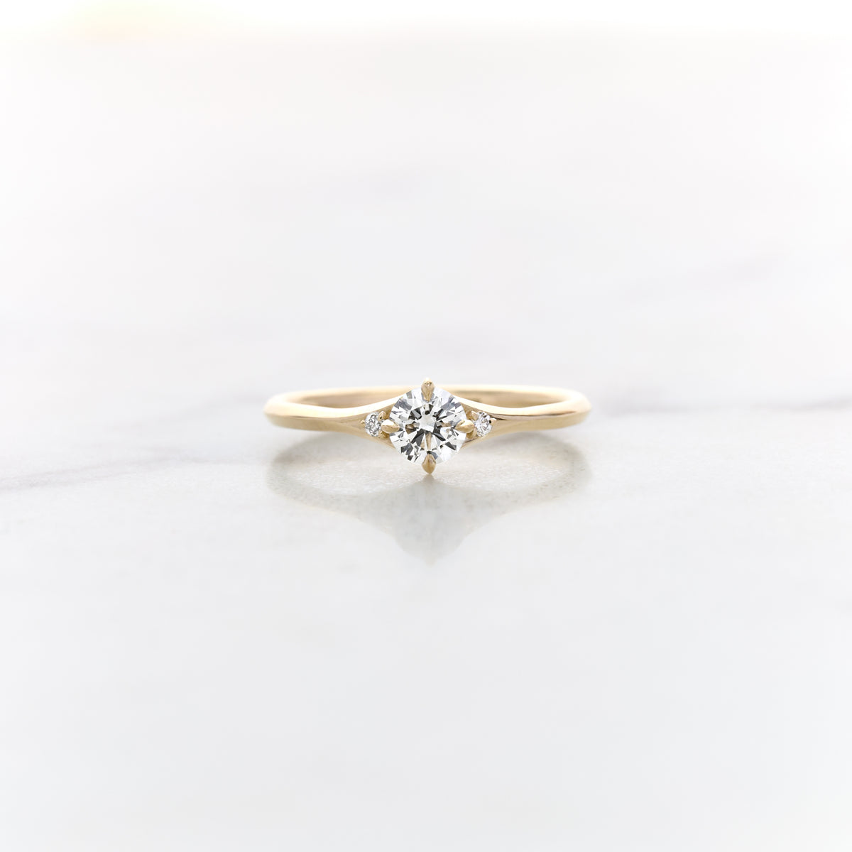 0.35ct Round Lab Grown Diamond Petite Accented Orchid Ring