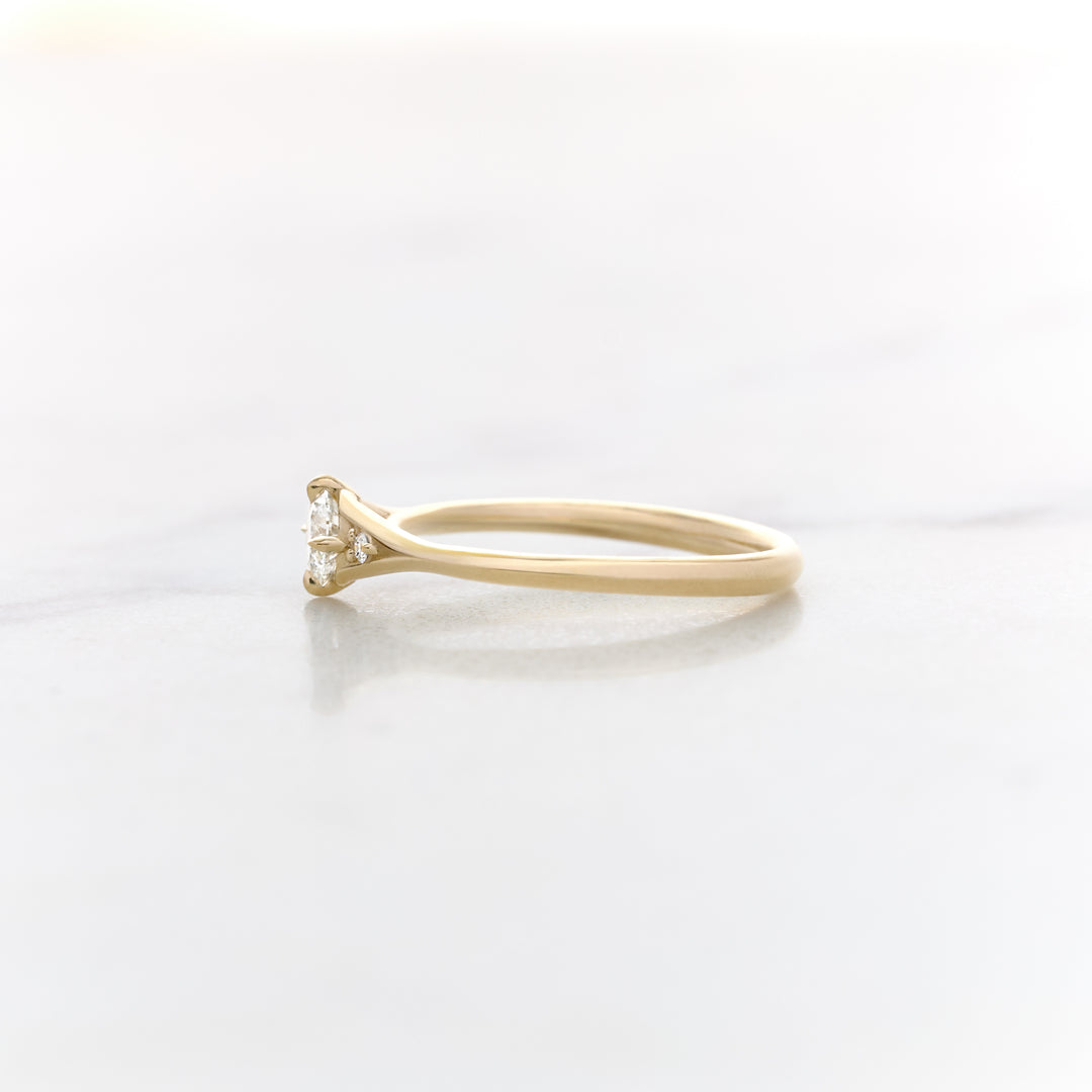 Petite Orchid Round Three Stone Ring