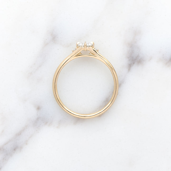 Petite Orchid Round Three Stone Ring