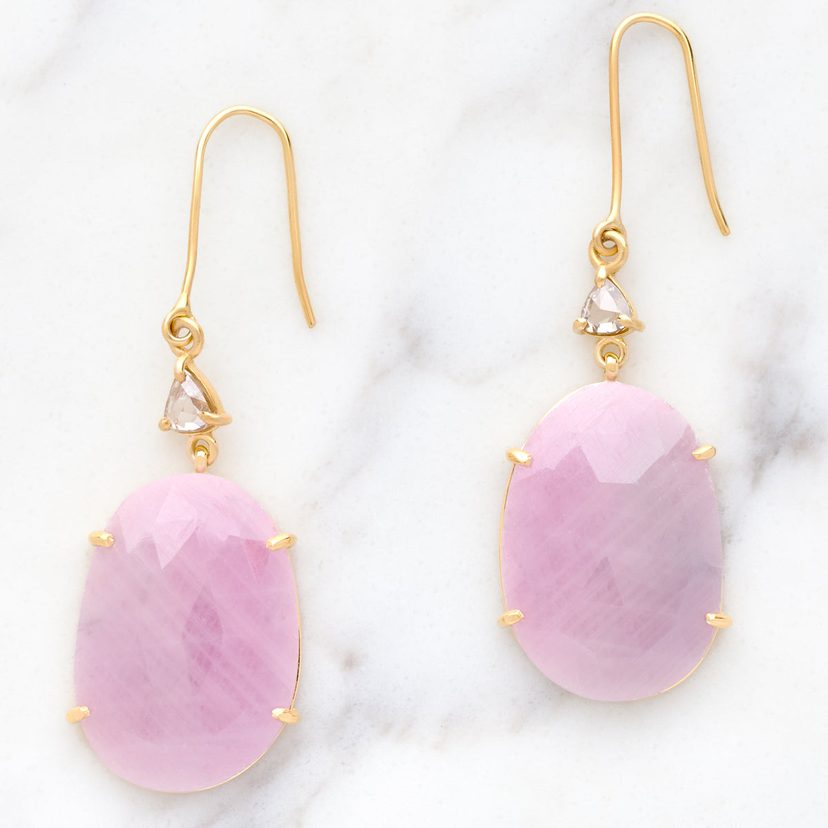 Rose Cut Pink Sapphire Drop Earrings