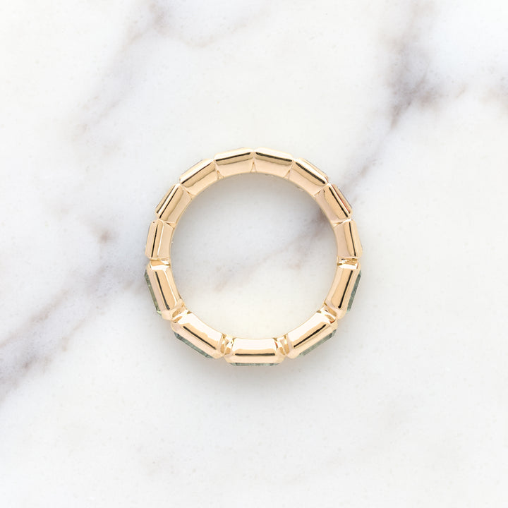 Half Sapphire & Half Heirloom Diamond Bezel Set Band