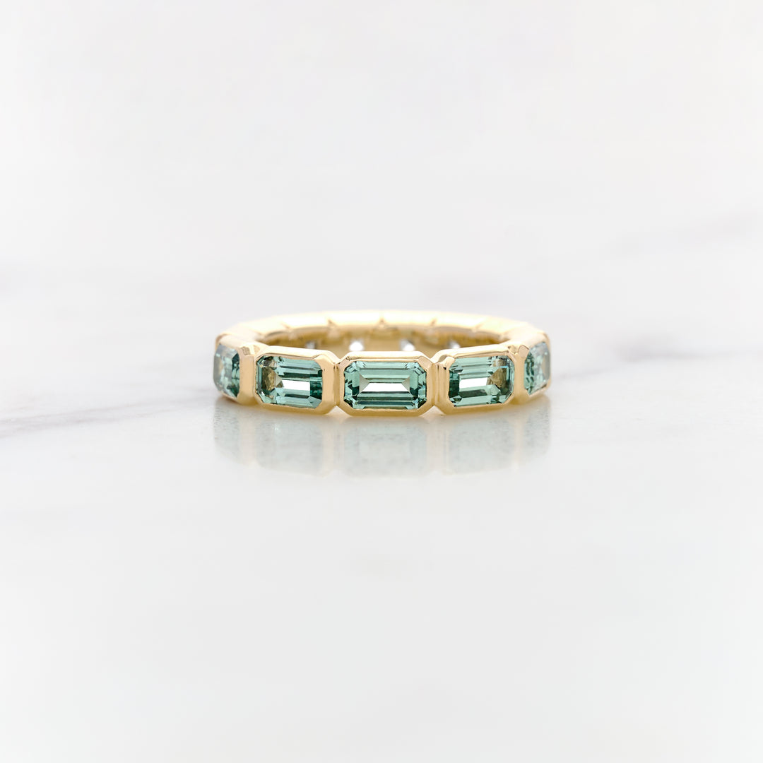 Half Sapphire & Half Heirloom Diamond Bezel Set Band
