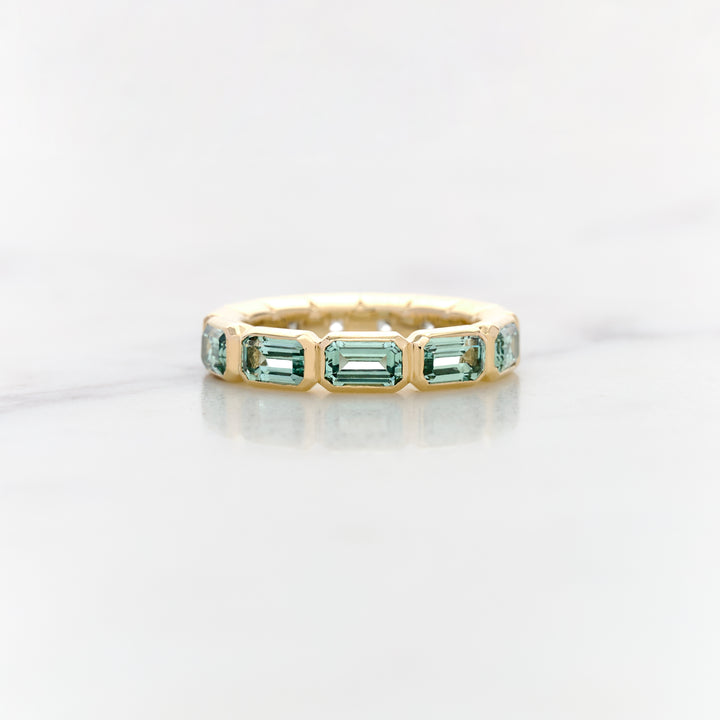 Half Sapphire & Half Heirloom Diamond Bezel Set Band