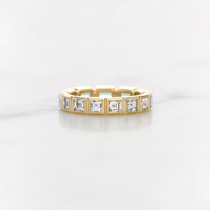 Half Sapphire & Half Heirloom Diamond Bezel Set Band
