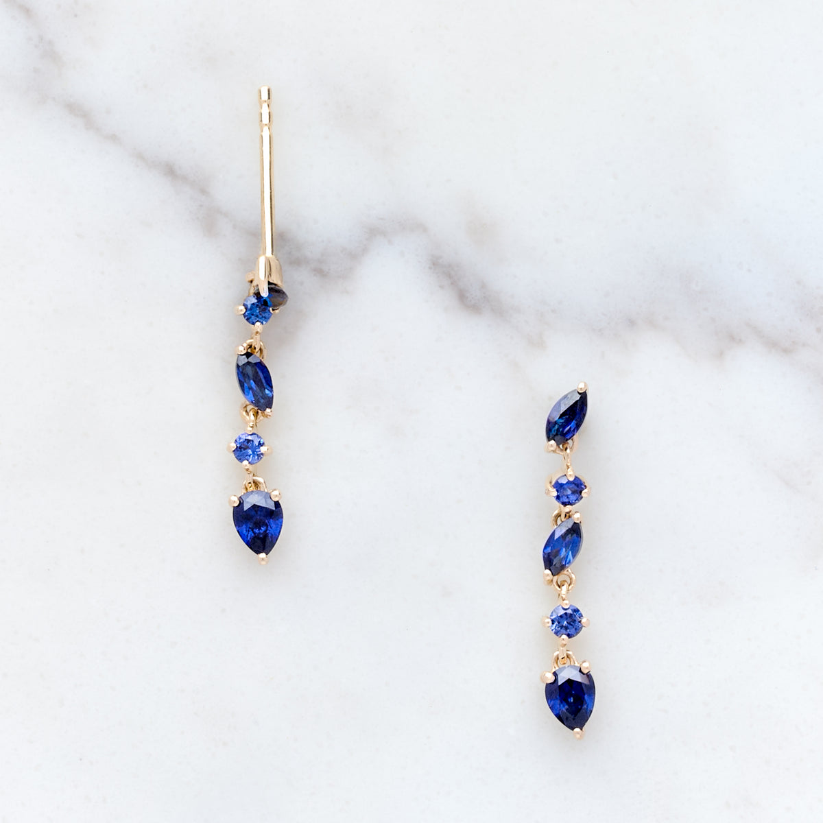 Blue Sapphire Multi-shape Drop Earrings