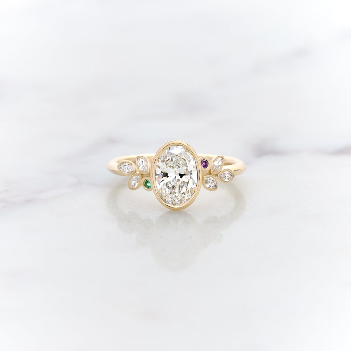Bezel Set Leaves with Birthstones