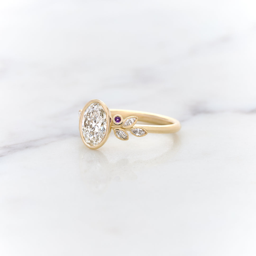 Bezel Set Leaves with Birthstones