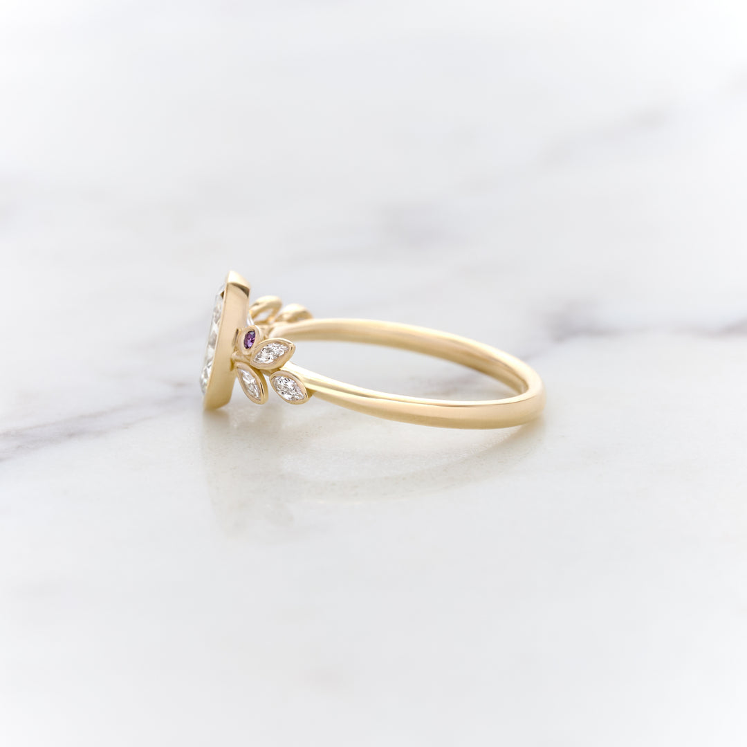 Bezel Set Leaves with Birthstones