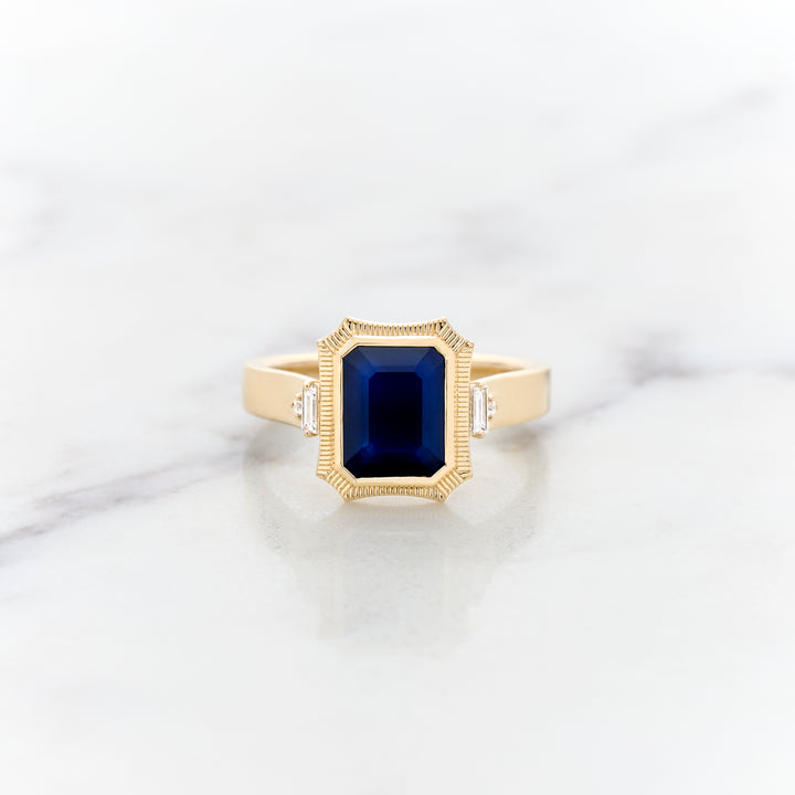 Fluted Frame for a Blue Sapphire