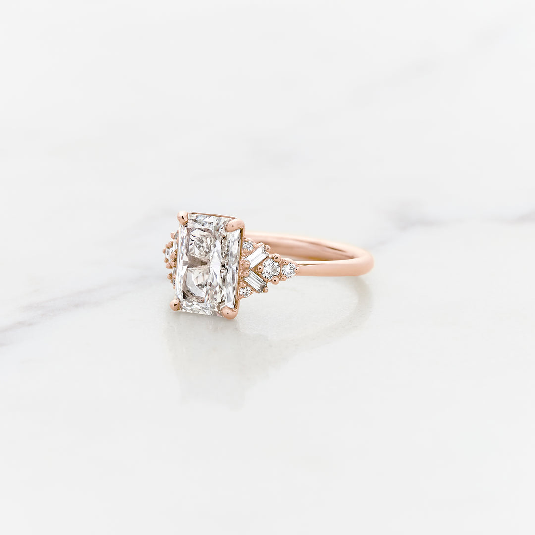 Foxglove Radiant Cut Side Cluster Ring