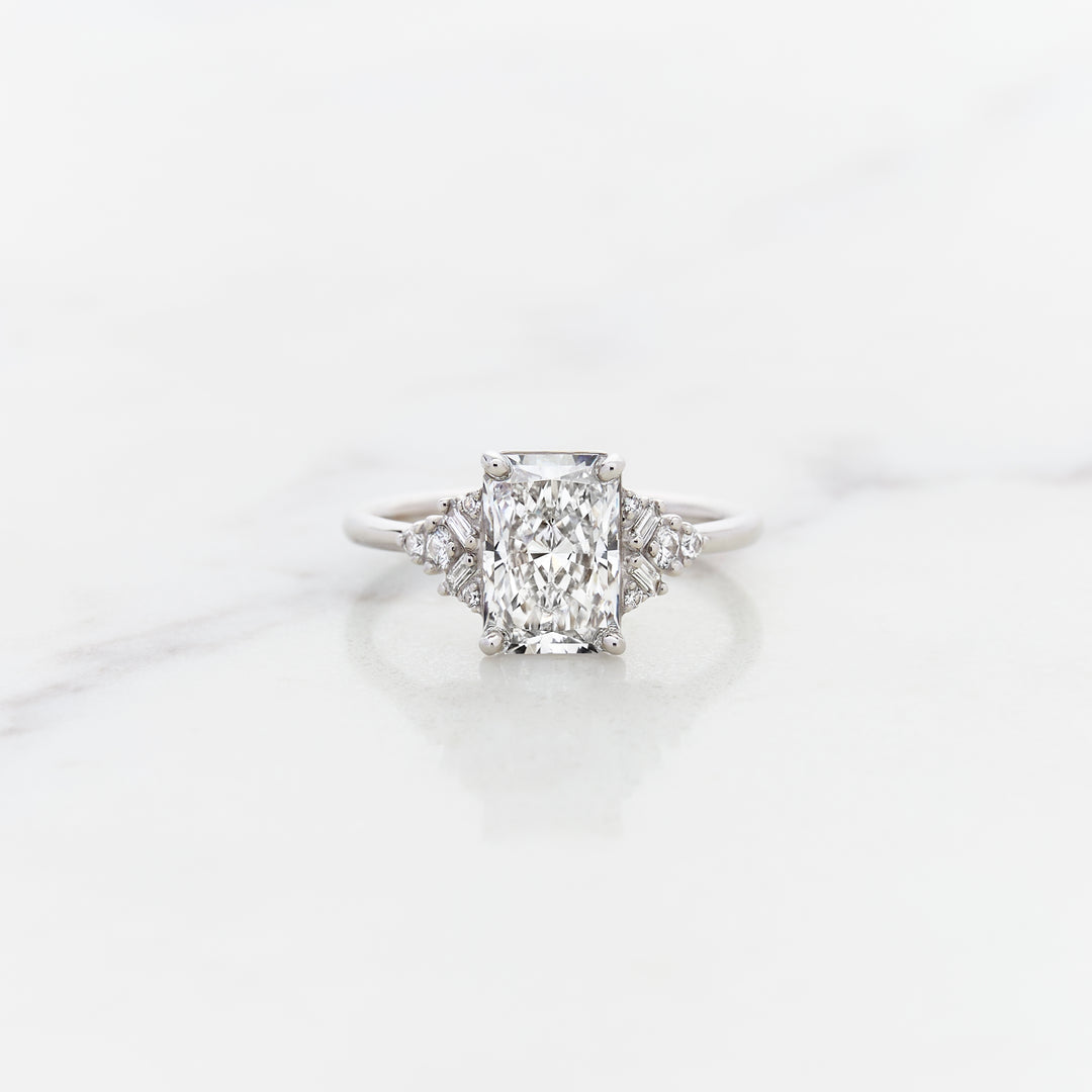 Foxglove Radiant Cut Side Cluster Ring