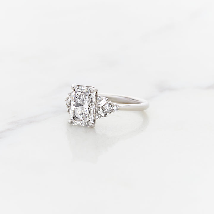 Foxglove Radiant Cut Side Cluster Ring