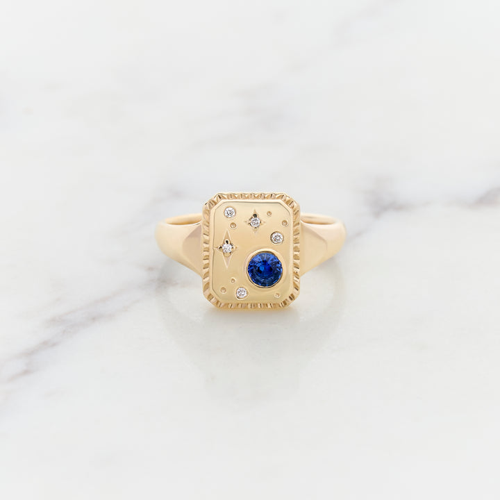 Celestial Signet Ring for Family Stones