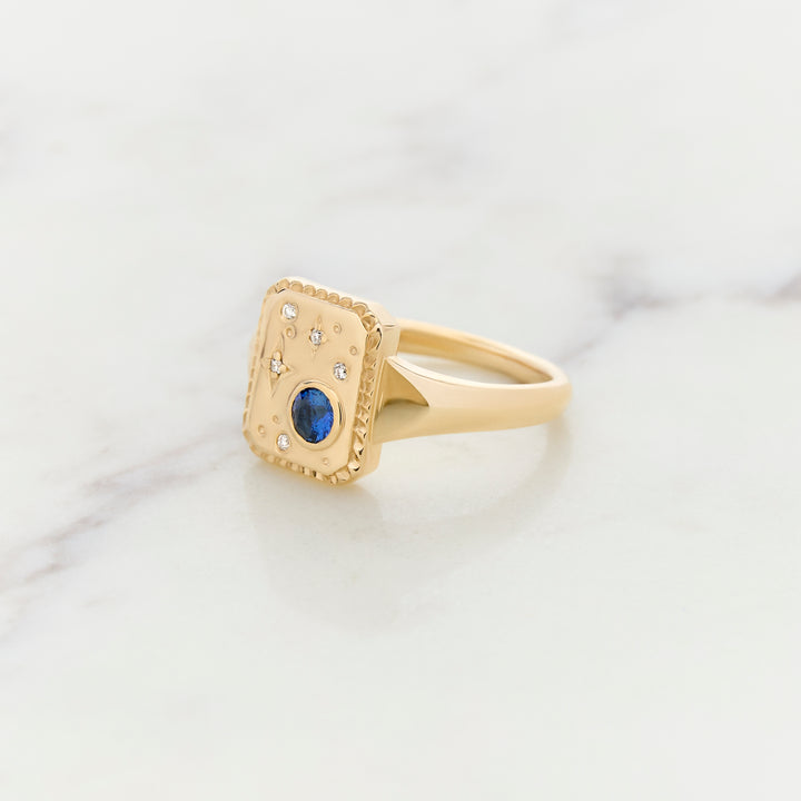 Celestial Signet Ring for Family Stones