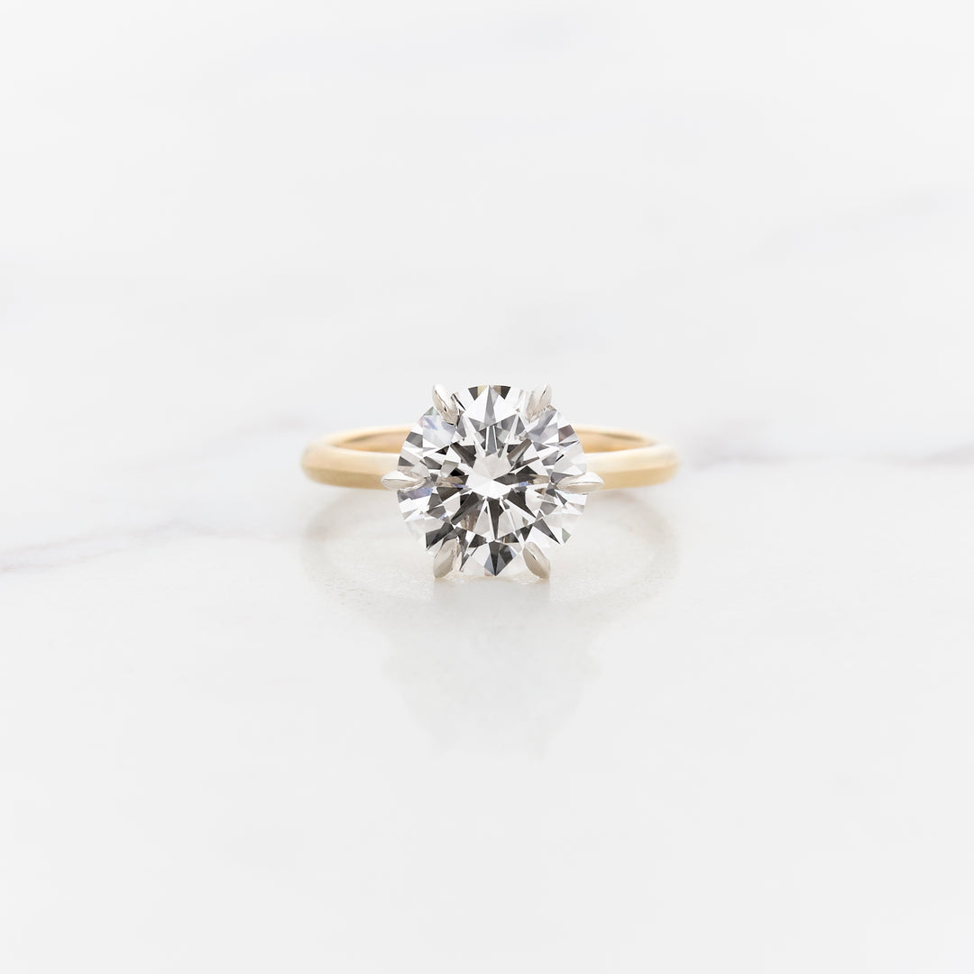 Custom Bimetal Solitaire Ring with Scalloped Gallery Rail