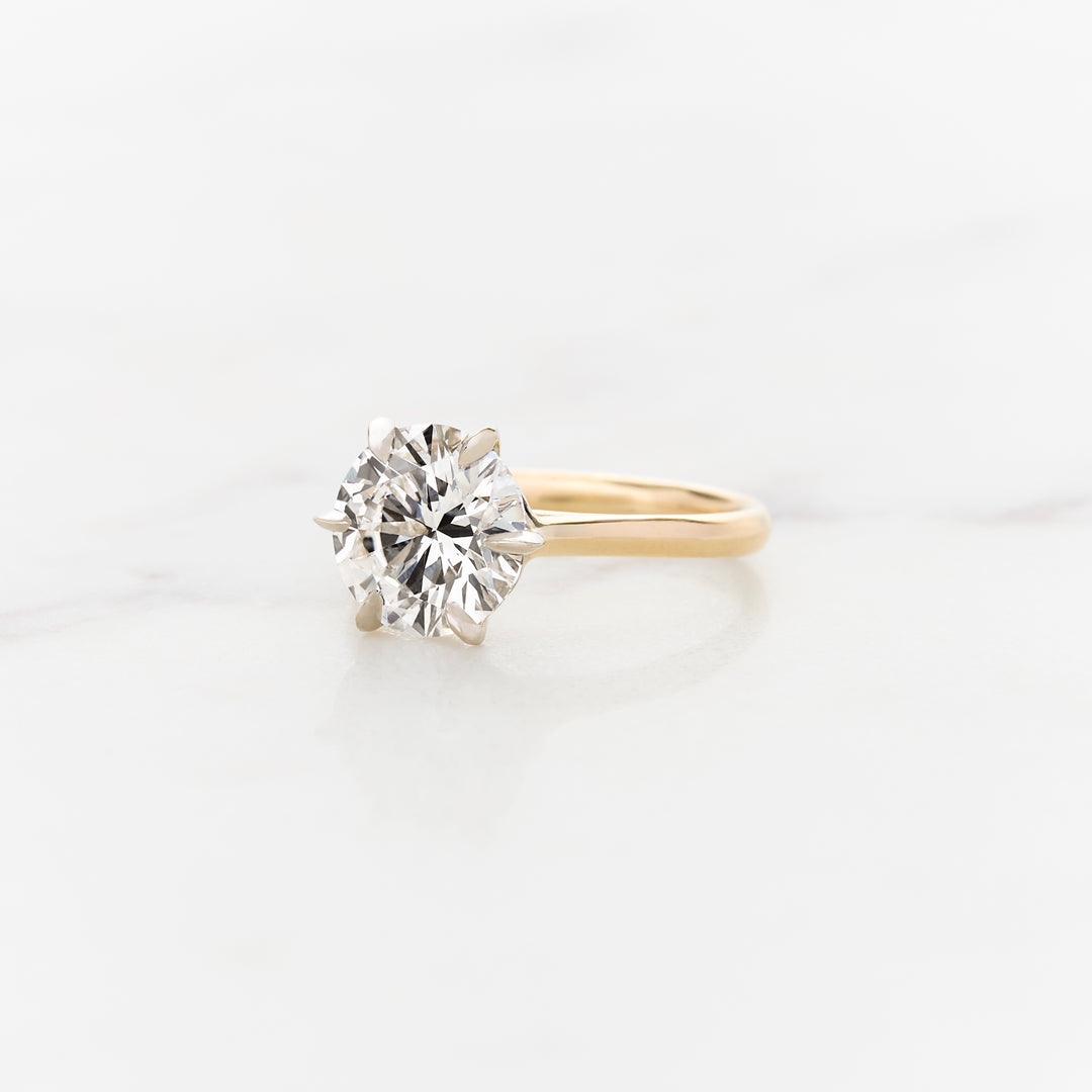 Custom Bimetal Solitaire Ring with Scalloped Gallery Rail