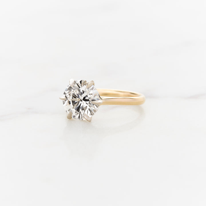 Custom Bimetal Solitaire Ring with Scalloped Gallery Rail