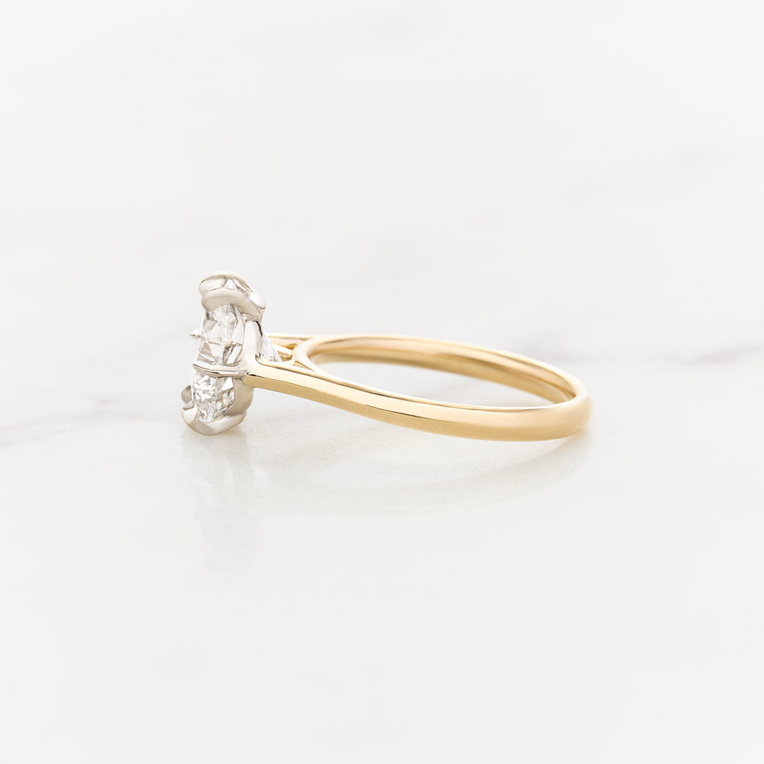 Custom Bimetal Solitaire Ring with Scalloped Gallery Rail
