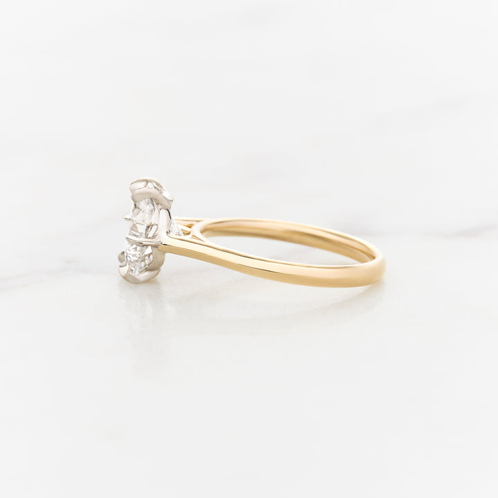 Custom Bimetal Solitaire Ring with Scalloped Gallery Rail