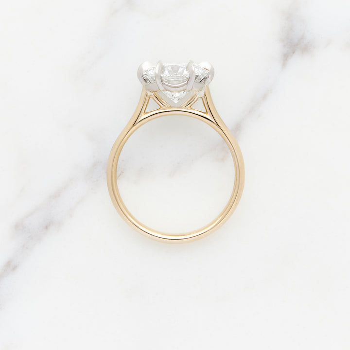 Custom Bimetal Solitaire Ring with Scalloped Gallery Rail
