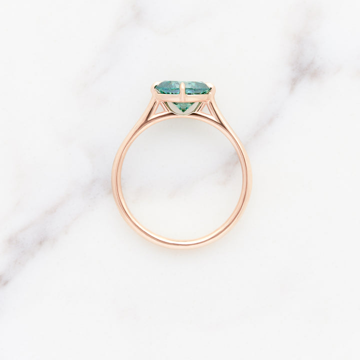 Myrtle Horizontal Oval Solitaire with Green Moissanite