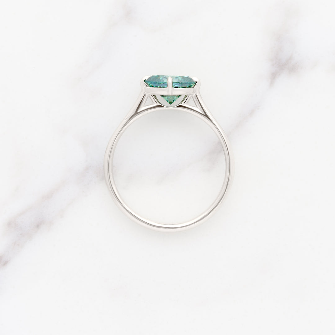 Myrtle Horizontal Oval Solitaire with Green Moissanite
