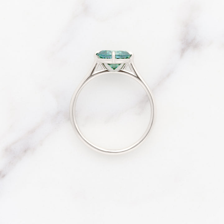 Myrtle Horizontal Oval Solitaire with Green Moissanite