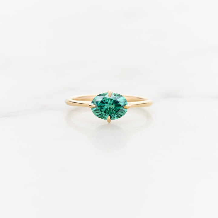 8x6mm Oval Green Moissanite Myrtle Solitaire