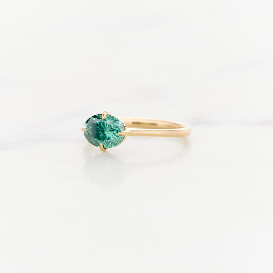 8x6mm Oval Green Moissanite Myrtle Solitaire