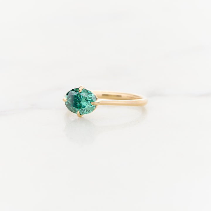 8x6mm Oval Green Moissanite Myrtle Solitaire