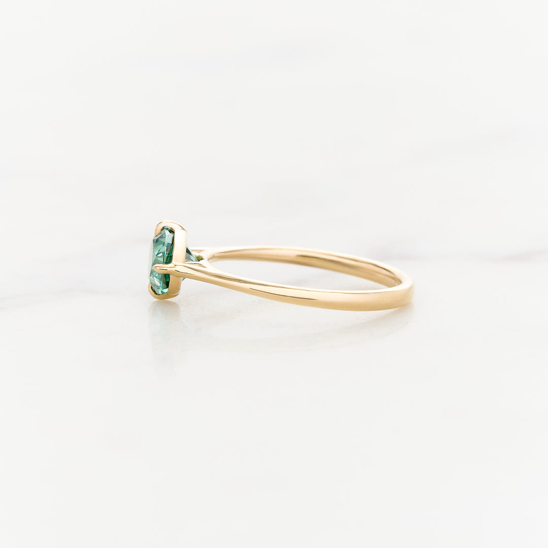 8x6mm Oval Green Moissanite Myrtle Solitaire