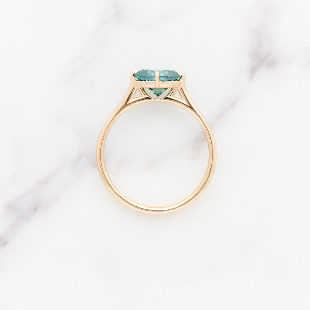 8x6mm Oval Green Moissanite Myrtle Solitaire