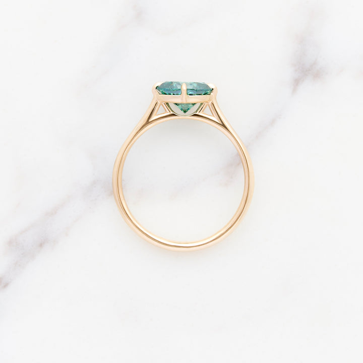 8x6mm Oval Green Moissanite Myrtle Solitaire