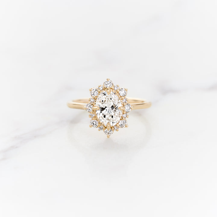 Violet Oval Halo Ring