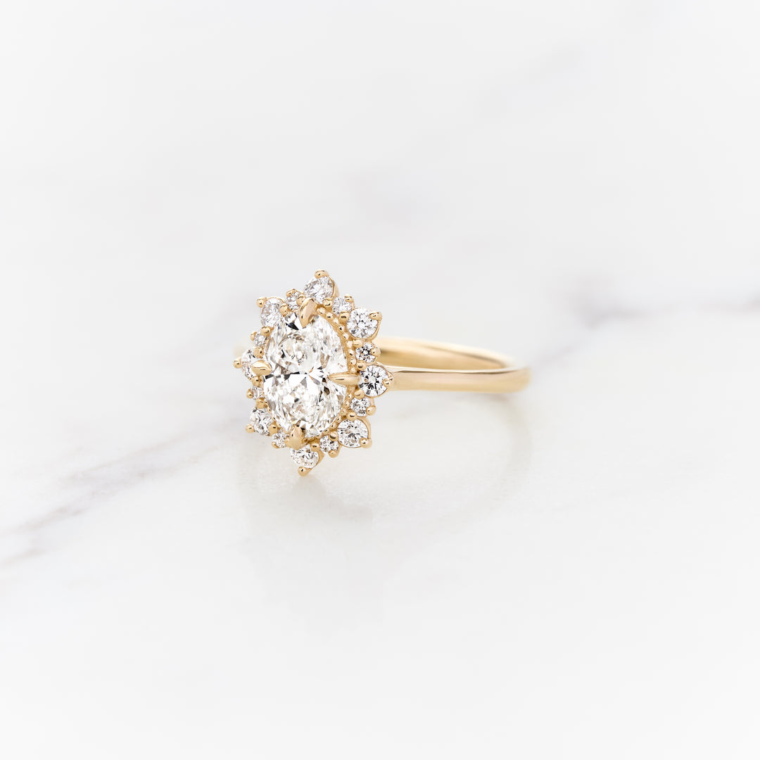 Violet Oval Halo Ring