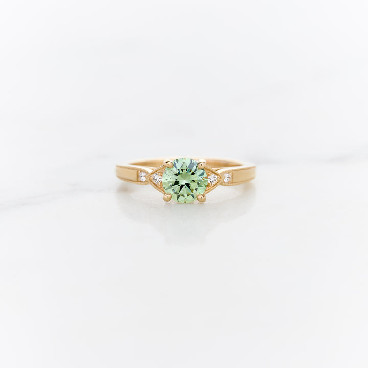 Vintage Solitaire with Green Lab Grown Diamond